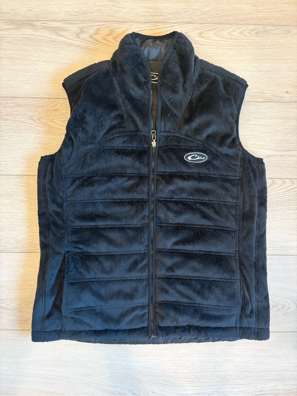 Lady Drake Waterfowl Black Faux Fur Reversible Full zip Women’s Vest
